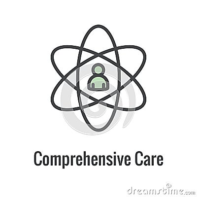 Comprehensive Care Icon with health related symbolism and image Vector Illustration