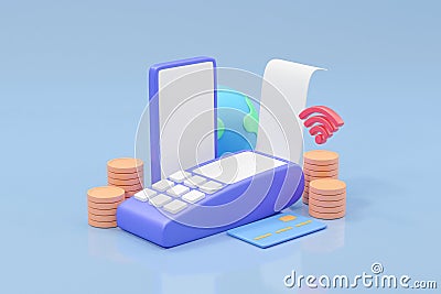 A comprehensive 3D render highlighting the convenience and security of modern payment systems with floating elements including a Stock Photo