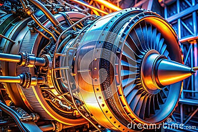 Comprehensive 3D Rendering of a Turbofan Engine Detailed Design and Component Breakdown for Engineering Professionals Stock Photo