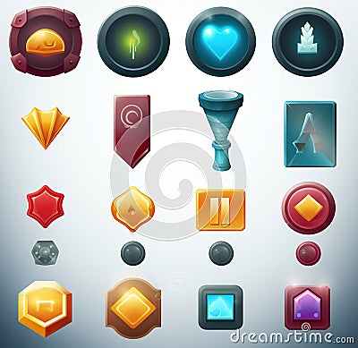 A Comprehensive Game UI Assets Set for Gaming User Interface Icons. Generative AI Stock Photo