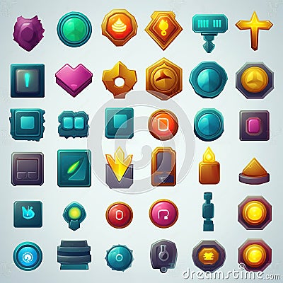 A Comprehensive Game UI Assets Set for Gaming User Interface Icons. Generative AI Stock Photo