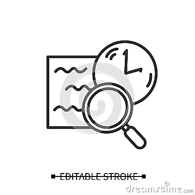 Comprehensive icon. Attention tracking and slow reading with magnifier and clock vector illustration Vector Illustration