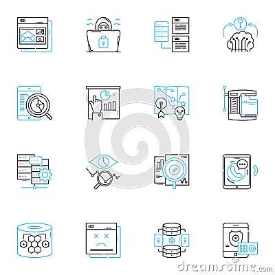 Comprehensive numbers linear icons set. Mathematics, Statistics, Analysis, Data, Figures, Digits, Quantification line Vector Illustration