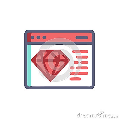 Comprehensive Ruby Code Icon for Development Stock Photo