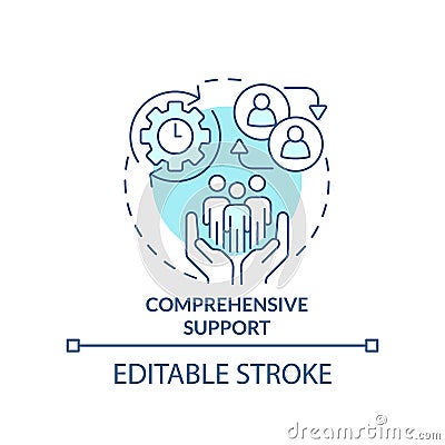 Comprehensive support turquoise concept icon Cartoon Illustration