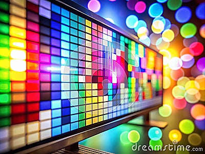 Comprehensive UHD 4K TV Calibration and Testing Pattern Bokeh Focus Color Sharpness and Image Sensor Evaluation Stock Photo