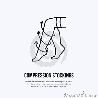 Compression stockings icon, line logo. Flat sign for surgery rehabilitation equipment shop Vector Illustration