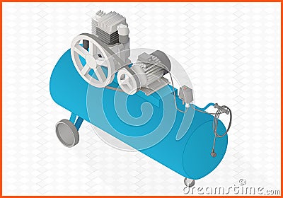 Compressor flat vector 3d illustration Vector Illustration