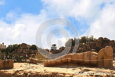 Megaron at Agrigento Sicily covers an area called the Valley of the Temples. Editorial Stock Photo