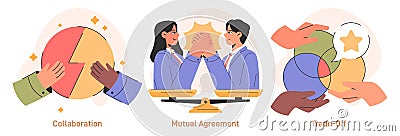Compromise set. Finding common ground and search for mutual agreement. Vector Illustration