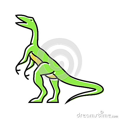 compsognathus dinosaur animal color icon vector illustration Cartoon Illustration