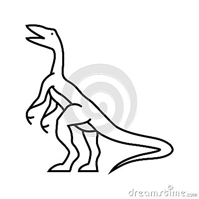 compsognathus dinosaur animal line icon vector illustration Vector Illustration