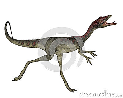 Compsognathus dinosaur running - 3D render Stock Photo