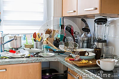 Compulsive Hoarding Syndrom - messy kitchen Stock Photo