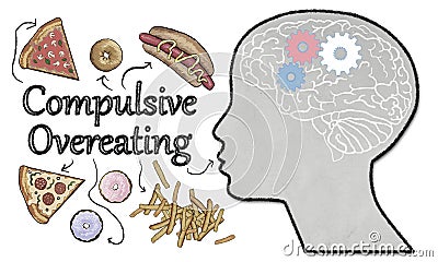 Compulsive Overeating Illustration with Junk Food Stock Photo