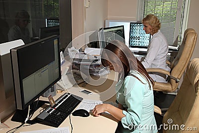 Computed tomography lab. Editorial Stock Photo