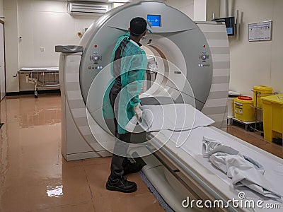 Computed Tomography machine CT in Radiology Department Editorial Stock Photo