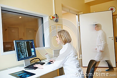 Computed tomography or MRI scanner test analysis Stock Photo