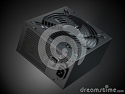 Computer AC power supply unit on black background Cartoon Illustration