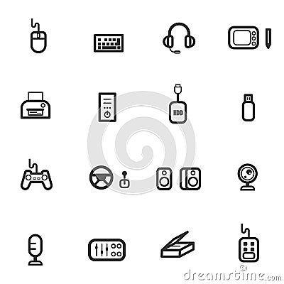 Computer accessories icon set vector Vector Illustration