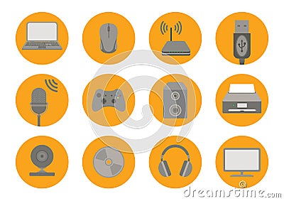 Computer accessories icons. Vector Illustration