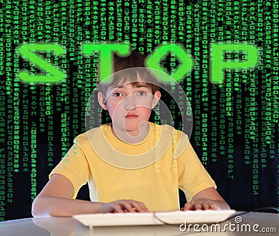 Computer addiction Stock Photo