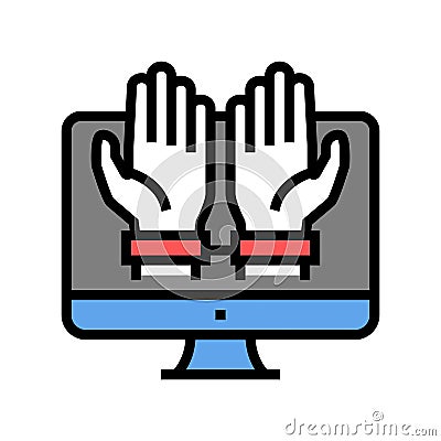 computer addiction color icon vector illustration Cartoon Illustration