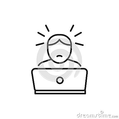 Computer addiction line color icon. Sign for web page, mobile app Vector Illustration