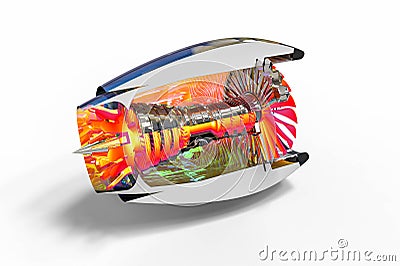 Computer aided design with 3D software. airplane engine development with the help of a computer software Stock Photo