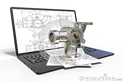 Computer aided design in Mold design with 3D software. Business, building Stock Photo