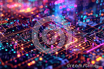 Computer algorithm abstract background Ai illustration Cartoon Illustration