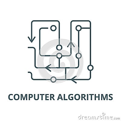 Computer algorithms line icon, vector. Computer algorithms outline sign, concept symbol, flat illustration Vector Illustration