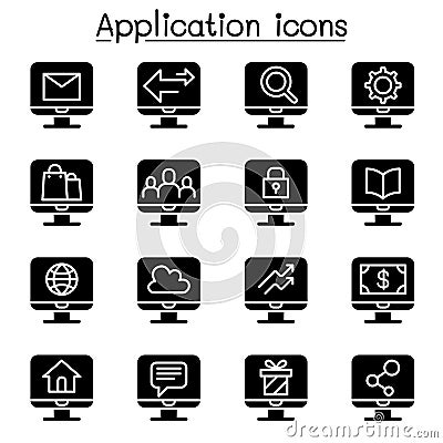 Computer Application icon set Vector Illustration