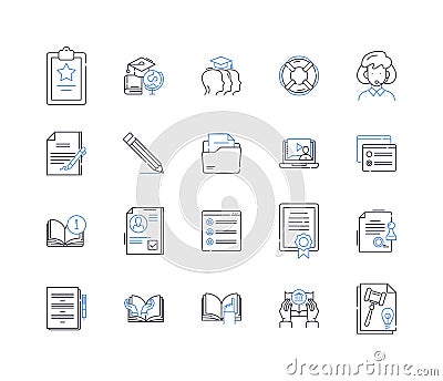computer-based instruction line icons collection. E-learning, Virtual, Online, Interactive, Multimedia, Digital, Web Vector Illustration