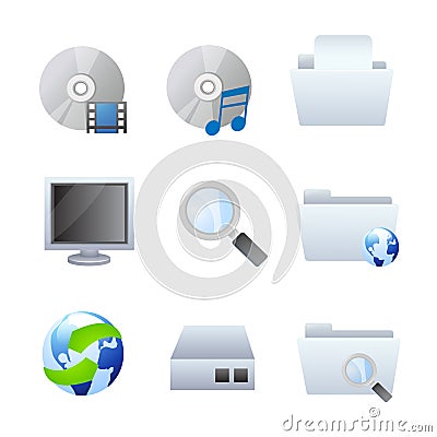 Computer and browser icons Vector Illustration