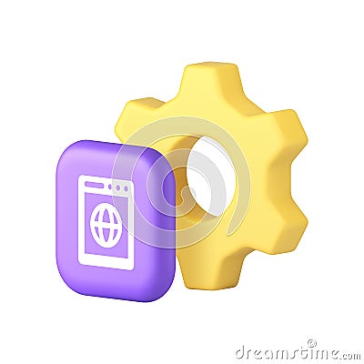 Computer browser settings option setup configuration 3d icon realistic vector illustration Vector Illustration
