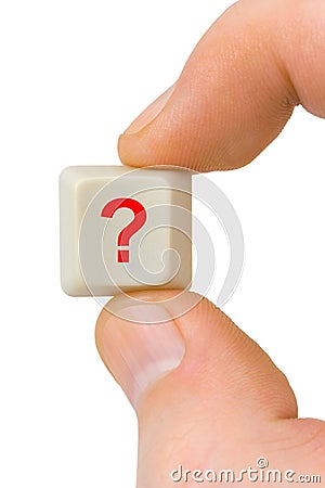 Computer button in hand Stock Photo