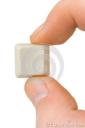 Computer button in hand Stock Photo