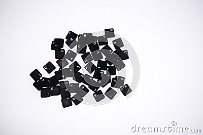 Computer buttons shuffled in white background Stock Photo