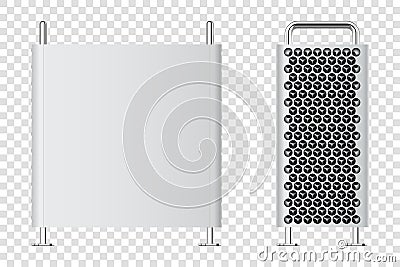 Computer case front and side view. PC hardware. Components for personal computer. EPS10. Vector Illustration