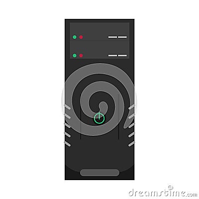 Computer case technology desktop hardware illustration vector. Modern PC computer case server tower system icon equipment box. Vector Illustration