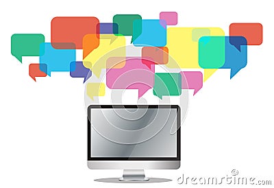 Computer with chat box , message box communication background Vector Illustration