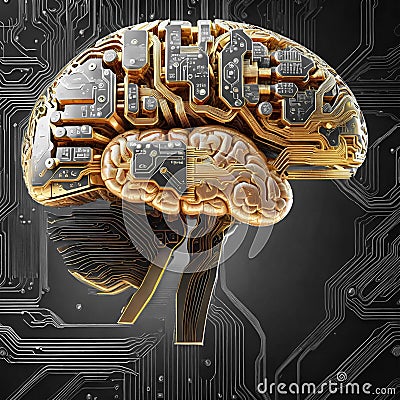 Computer Chip AI Brain Stock Photo
