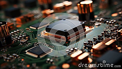 Computer chip, circuit board, electrical component, motherboard, semiconductor, power supply, data generated by AI Stock Photo