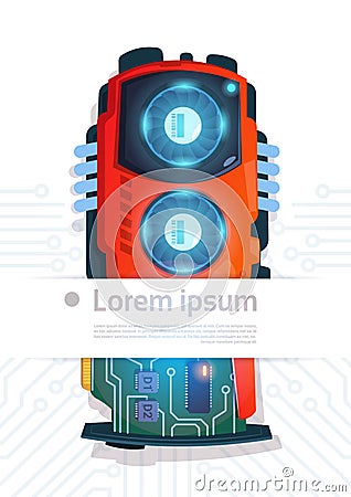 Computer Chip Micro Processor Motherboard System Banner With Copy Space Circuit Background Vector Illustration