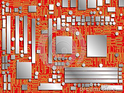 Computer chip panel. Conventional image. Vector illustration. Conditional image of the motherboard in different colors. Vector Illustration