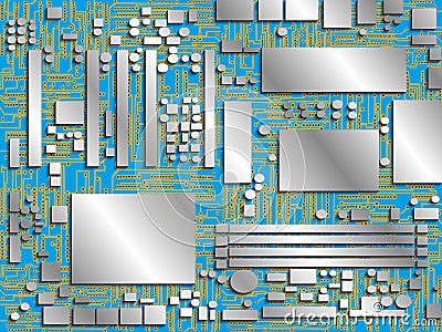 Computer chip panel. Conventional image. Vector illustration. Conditional image of the motherboard in different colors. Vector Illustration