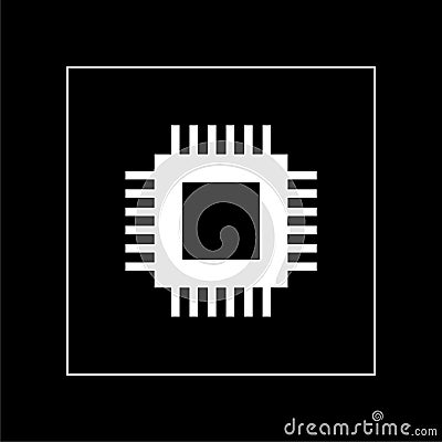 Computer chip symbol or logo element on dark background Vector Illustration
