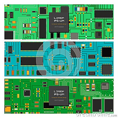 Computer chip technology processor circuit motherboard information system vector illustration Vector Illustration