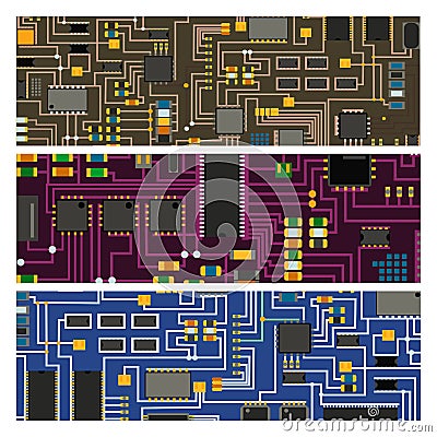 Computer chip technology processor circuit motherboard information system vector illustration Vector Illustration